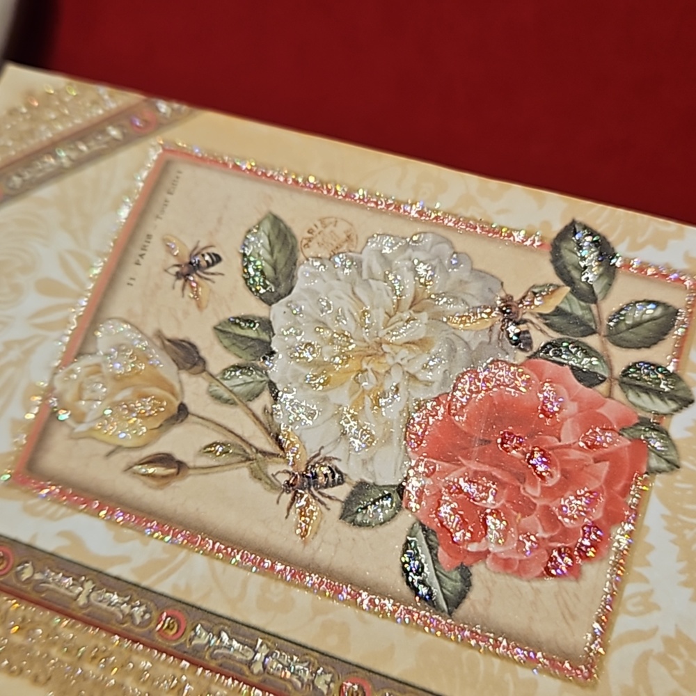 PUNCH STUDIO Rose soap faux vtg. book keepsake empty glittered magnetic Victoria - Picture 7 of 7